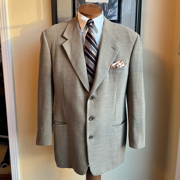 VIVA VINTAGE!  Vestimenta Wool Blend Tan Weave Jacket Size 42R - Picture 2 of 15